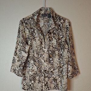 Additions by Chico's Brown and Cream Zippered light jacket size 1